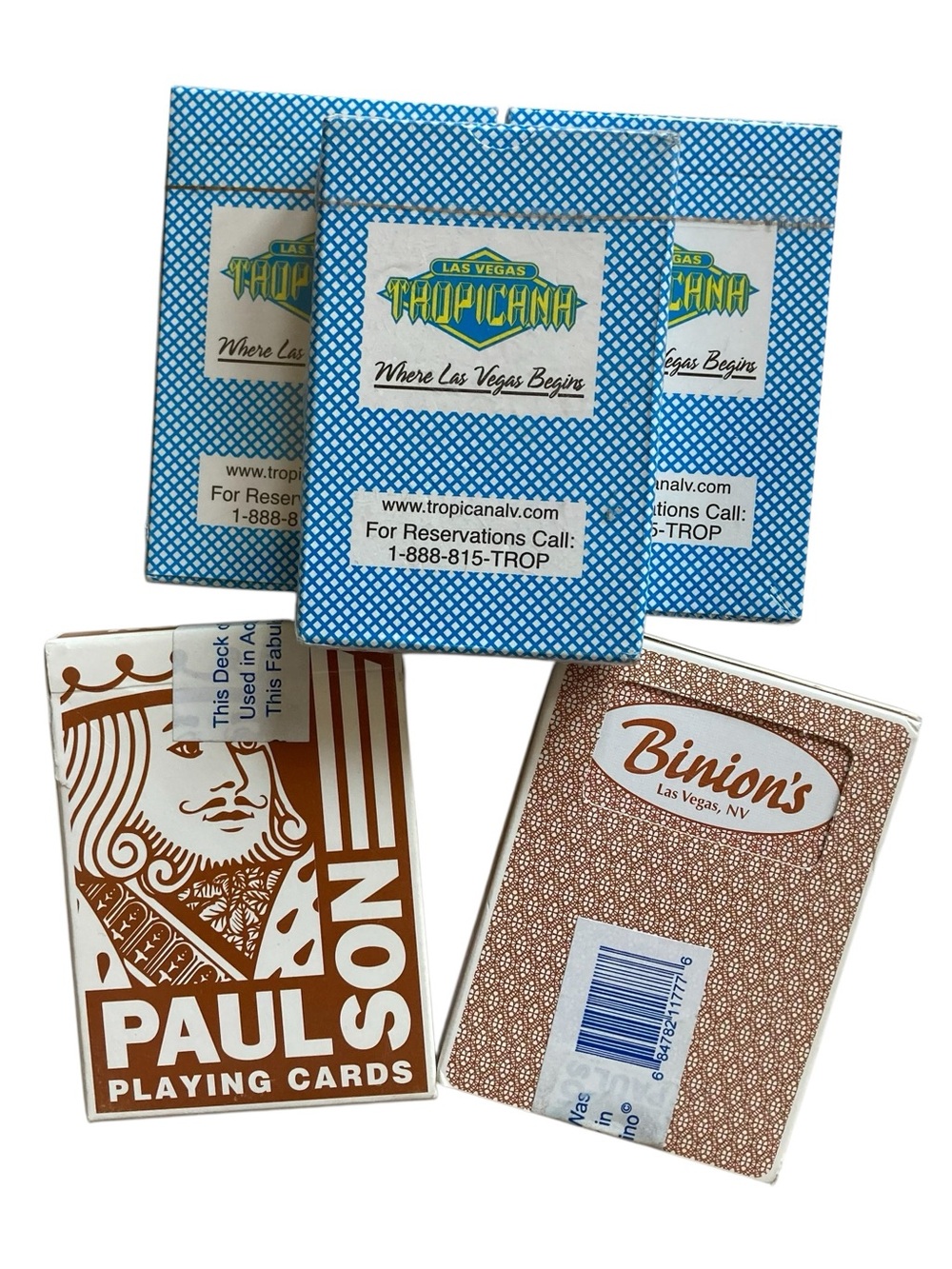 Vintage Sealed Tropicana & Binions Las Vegas Casino Card Decks Lot of 5 Packs